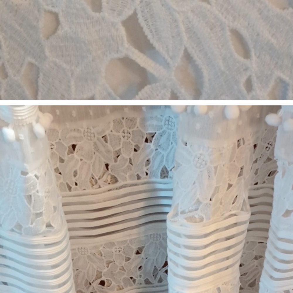NWT Boston Proper Elegant White Lace Pom Pom Maxi Dress - Picture 3 of 5